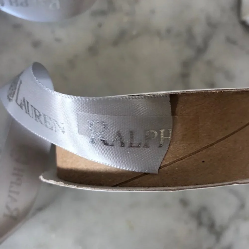 RALPH LAUREN Monogram Silver Gray Satin Ribbon Roll RARE @ 15 ft Spool N…
